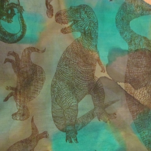 Sheer Silk Scarf with Dinosaurs - Picture 6 of 7